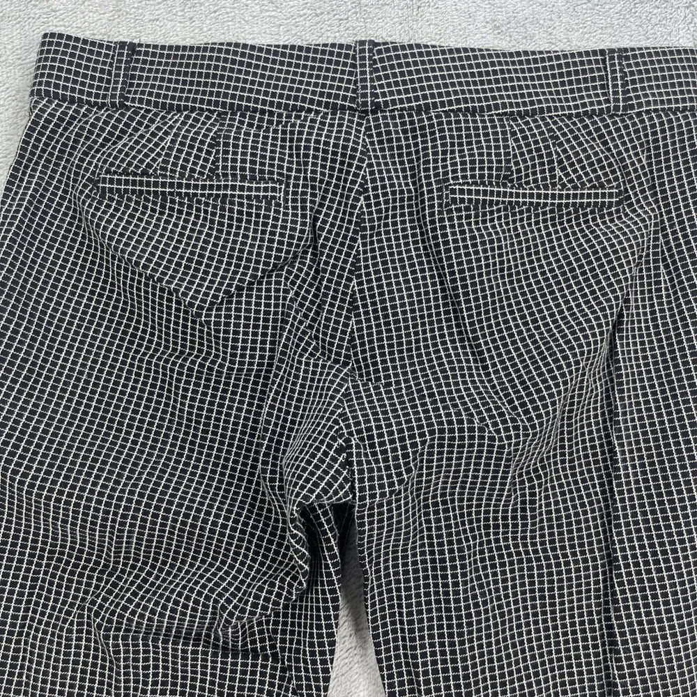 Banana Republic Dress Pants Women 10 Black Sloan Skinny Grid Pattern Ankle Fit